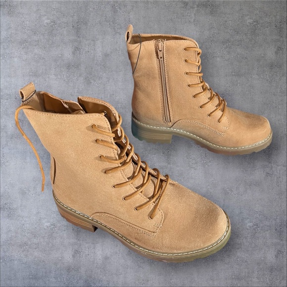 Universal Thread LaceUp Ophelia Side Zip Combat Boots with  Memory Foam - Picture 3 of 14